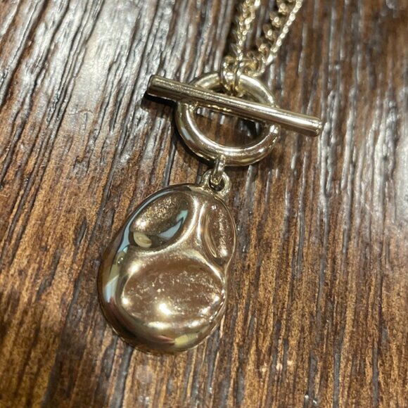 J.Crew Factory Gold-Plated Hammered Pendant Necklace T-Bar Closure BY611 - Picture 2 of 4